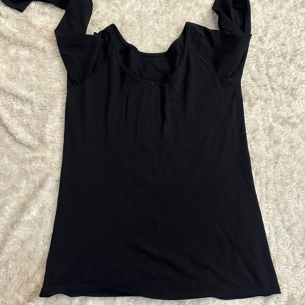 Vince Large Black Cotton Boat Neck Open Back Tunic Long Sleeve Tee Tshirt - Picture 7 of 8